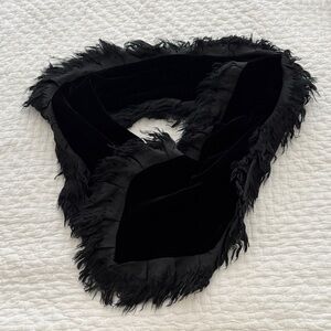 Elegant Black Velvet Wrap with Fringe 50x12”